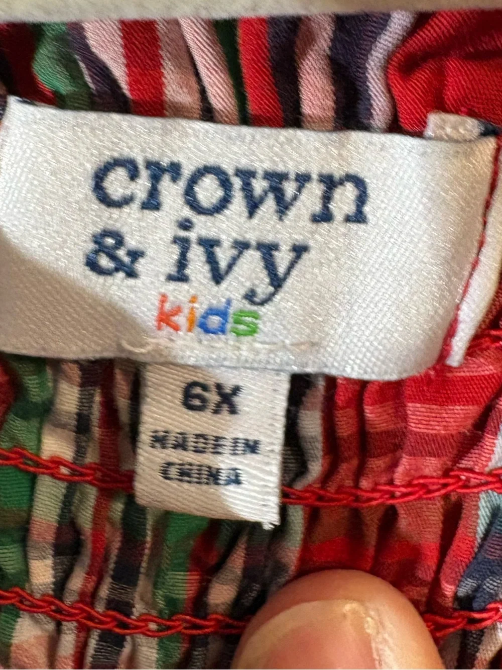 Crown & Ivy Kids dress size 6X festive‎ red green plaid smocked Tiered Dress
